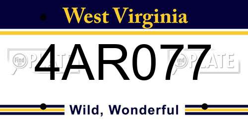 4AR077 West Virginia License Plate