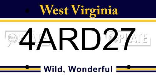 4ARD27 West Virginia License Plate