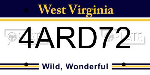 4ARD72 West Virginia License Plate