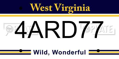 4ARD77 West Virginia License Plate