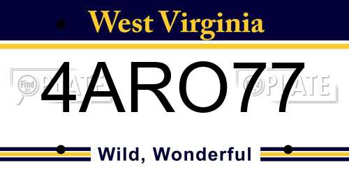 4ARO77 West Virginia License Plate
