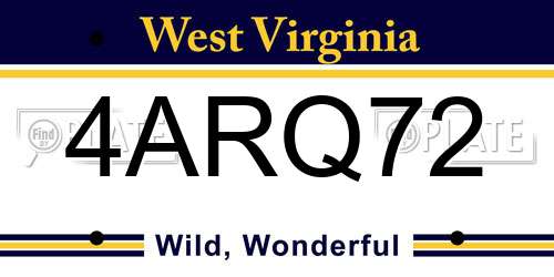 4ARQ72 West Virginia License Plate