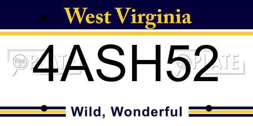 4ASH52 West Virginia License Plate