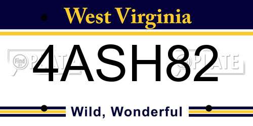 4ASH82 West Virginia License Plate