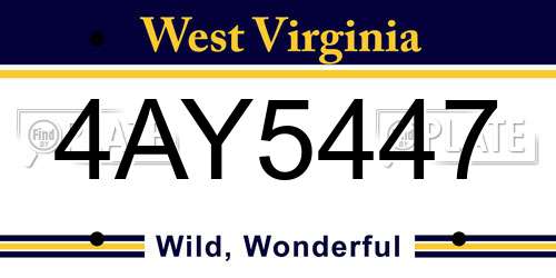 4AY5447 West Virginia License Plate