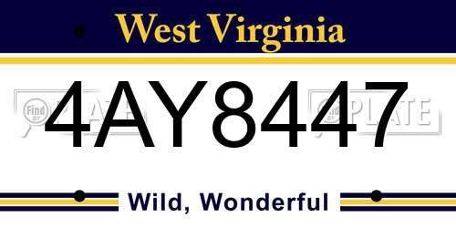 4AY8447 West Virginia License Plate