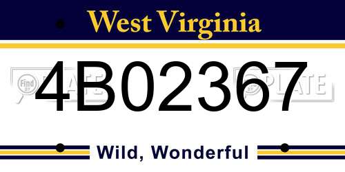 4B02367 West Virginia License Plate