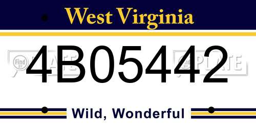 4B05442 West Virginia License Plate