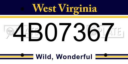 4B07367 West Virginia License Plate