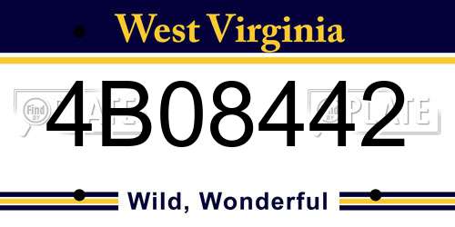 4B08442 West Virginia License Plate