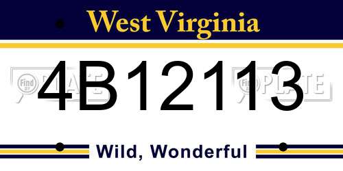 4B12113 West Virginia License Plate