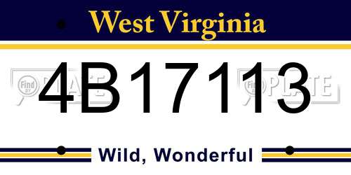 4B17113 West Virginia License Plate