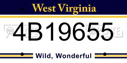 4B19655 West Virginia License Plate