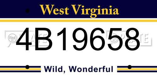 4B19658 West Virginia License Plate