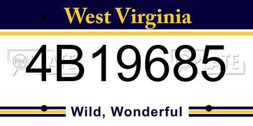4B19685 West Virginia License Plate