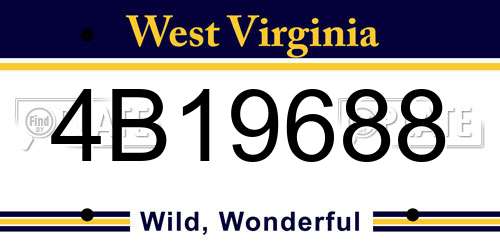 4B19688 West Virginia License Plate