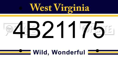 4B21175 West Virginia License Plate