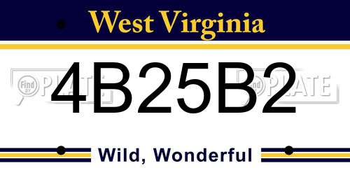 4B25B2 West Virginia License Plate