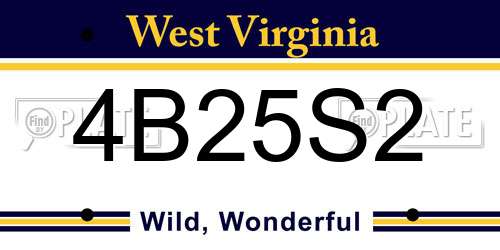 4B25S2 West Virginia License Plate