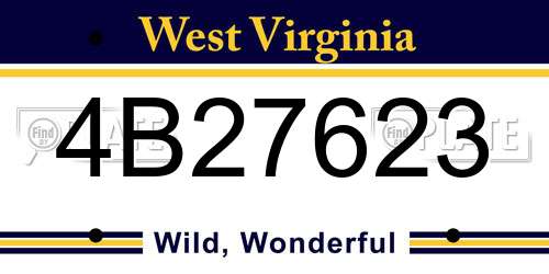 4B27623 West Virginia License Plate
