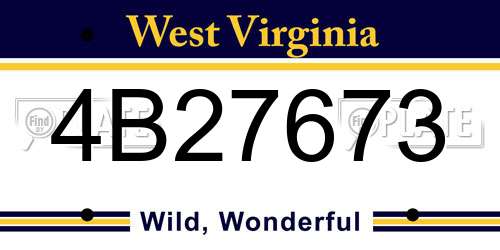 4B27673 West Virginia License Plate