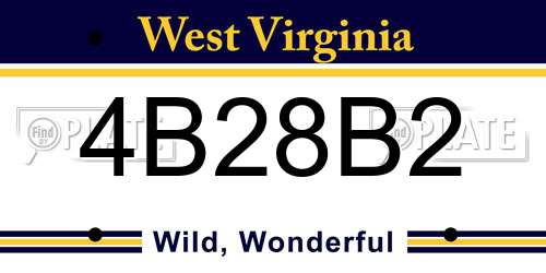 4B28B2 West Virginia License Plate