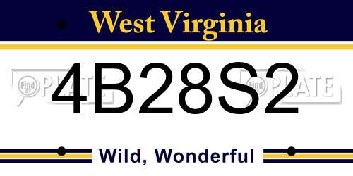 4B28S2 West Virginia License Plate
