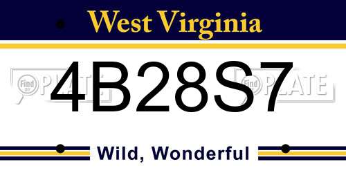 4B28S7 West Virginia License Plate