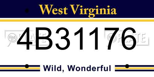 4B31176 West Virginia License Plate