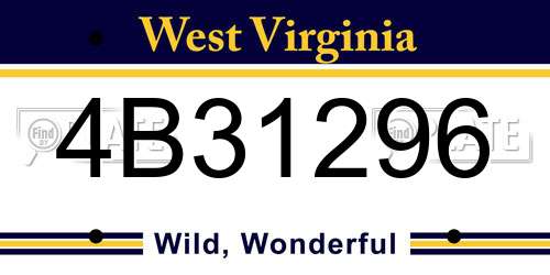 4B31296 West Virginia License Plate