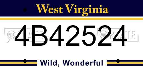 4B42524 West Virginia License Plate