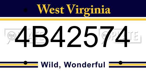 4B42574 West Virginia License Plate