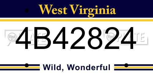 4B42824 West Virginia License Plate