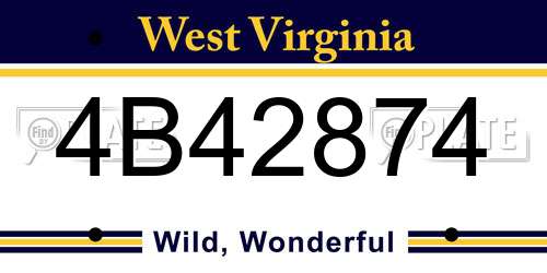 4B42874 West Virginia License Plate