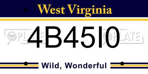 4B45I0 West Virginia License Plate