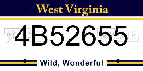 4B52655 West Virginia License Plate