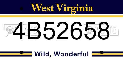 4B52658 West Virginia License Plate