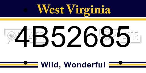 4B52685 West Virginia License Plate