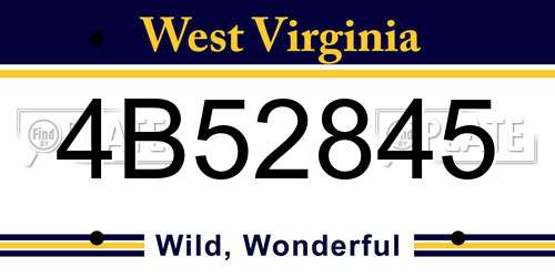 4B52845 West Virginia License Plate