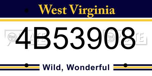4B53908 West Virginia License Plate