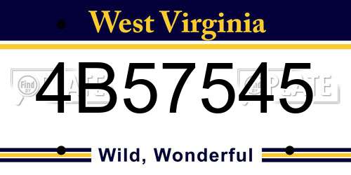4B57545 West Virginia License Plate