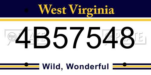 4B57548 West Virginia License Plate