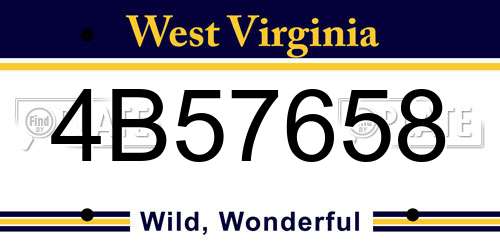 4B57658 West Virginia License Plate