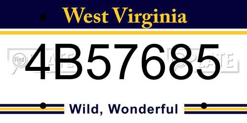 4B57685 West Virginia License Plate