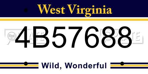 4B57688 West Virginia License Plate