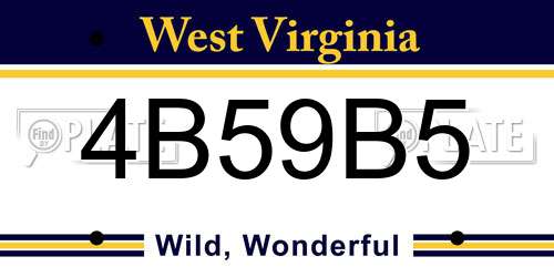 4B59B5 West Virginia License Plate