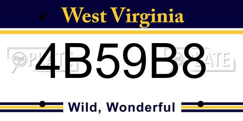 4B59B8 West Virginia License Plate