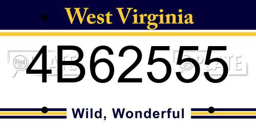 4B62555 West Virginia License Plate