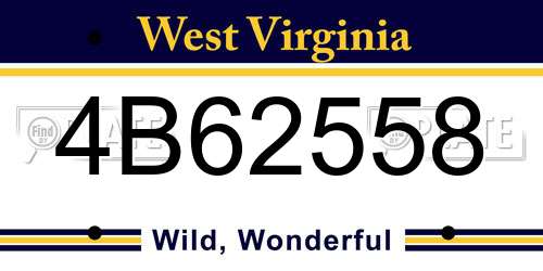 4B62558 West Virginia License Plate