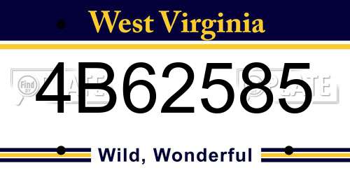 4B62585 West Virginia License Plate